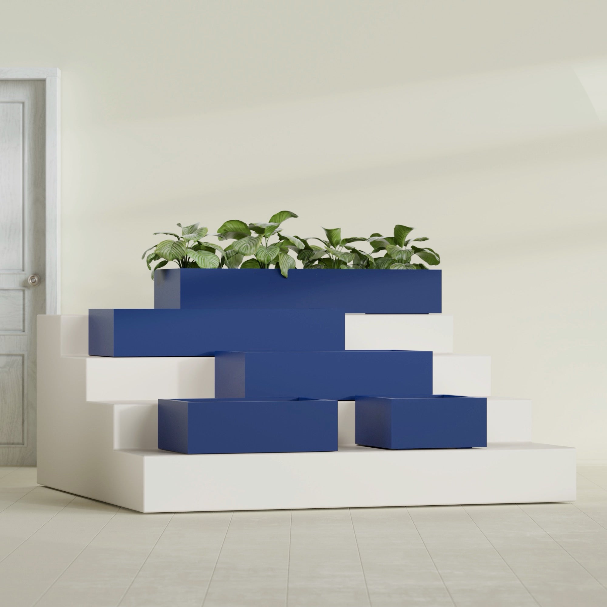 Antwerp Extra Large Long Rectangle Fiberglass Planter - 48 in x 24 in x 12 in - Matte Cobalt Blue - Matte Cobalt Blue,48 in x 24 in x 12 in