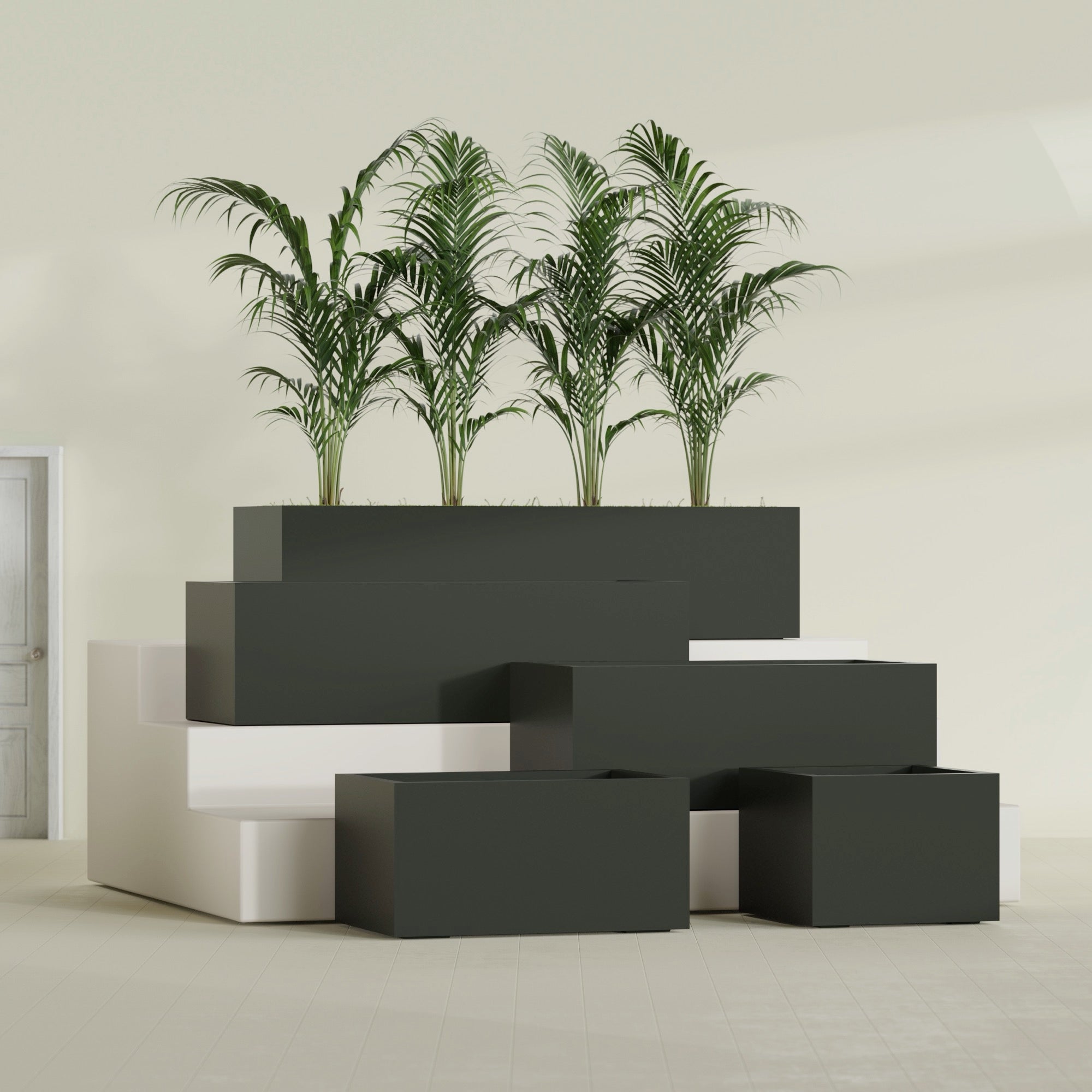 Torino Extra Large Wide Rectangle Fiberglass Planter - 48 in x 24 in x 18 in - Matte Charcoal - Matte Charcoal,48 in x 24 in x 18 in