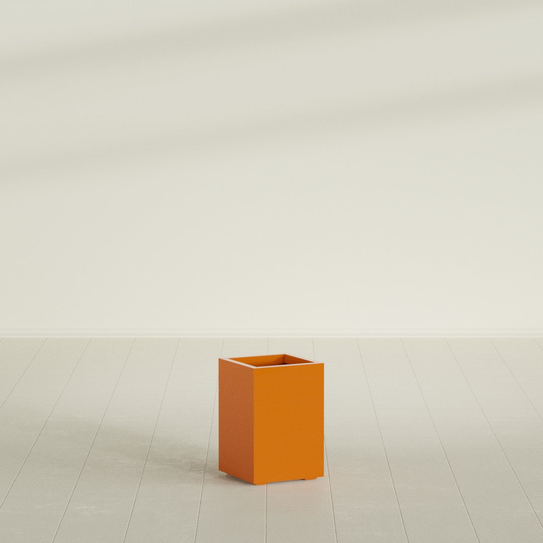 Tolga Medium Rectangle Fiberglass Planter - 16 in x 16 in x 24 in - Gloss Tangerine - Gloss Tangerine,16 in x 16 in x 24 in