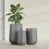 Tall Hayden Medium Round Fiberglass Planter - 12 in x 12 in x 20 in - Metallic Gunmetal - Metallic Gunmetal,12 in x 12 in x 20 in