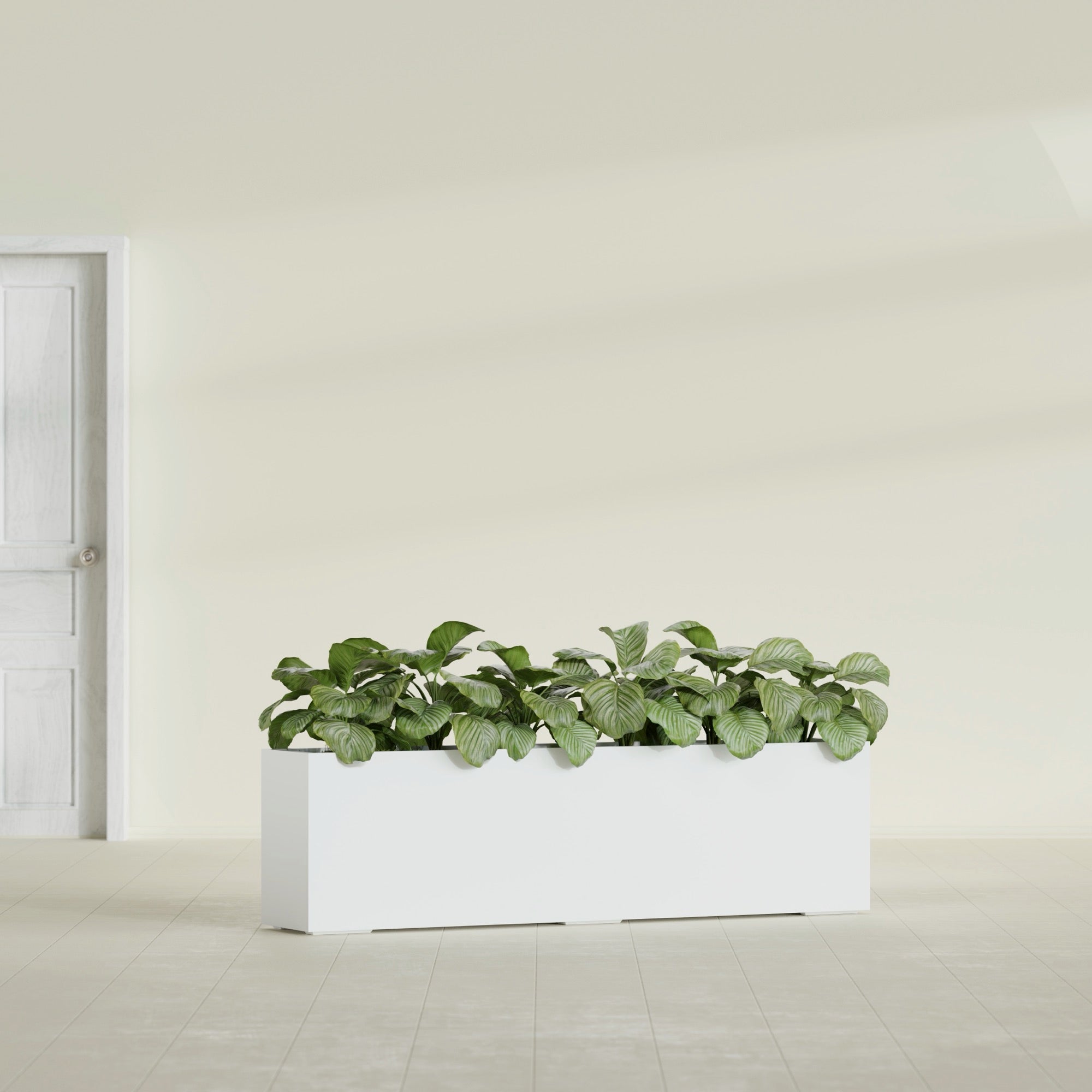 Hudson Extra Large Long Rectangle Fiberglass Planter - 100 in x 18 in x 28 in - Matte White - Matte White,100 in x 18 in x 28 in