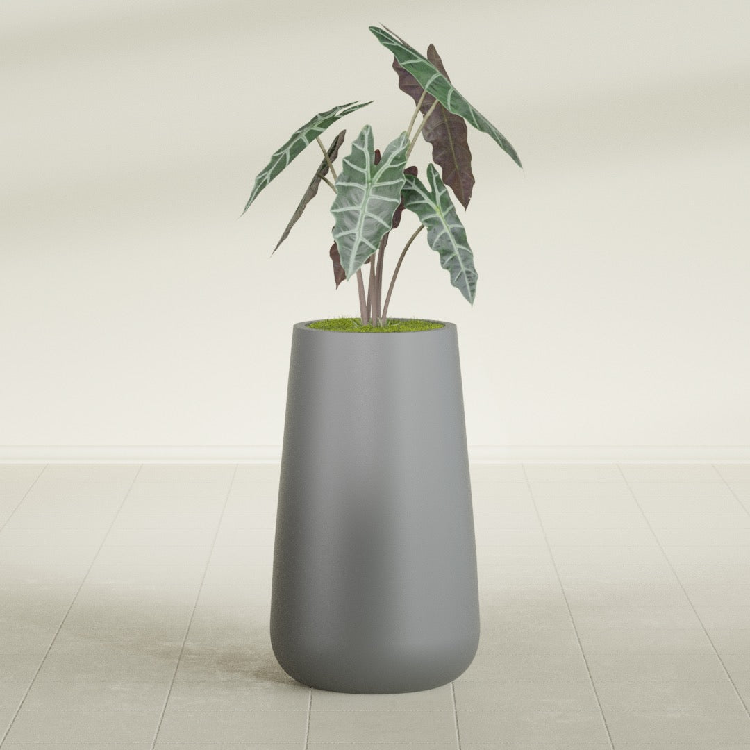 Saigon Large Tapered Round Planter - 16 in x 21 in x 36 in - Metallic Gunmetal - Metallic Gunmetal,16.4 in x 20.7 in x 36 in