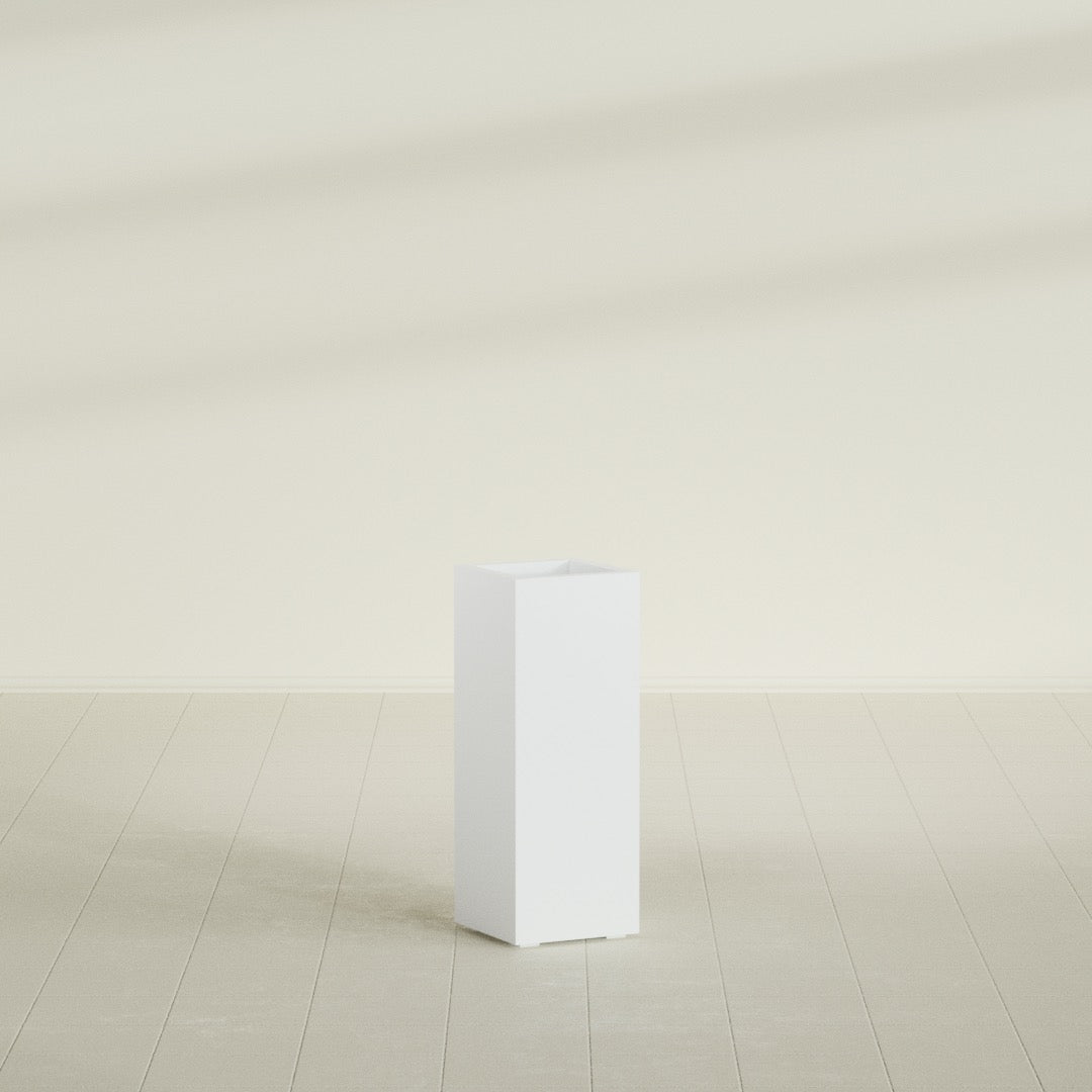 Delray Large Tall Rectangle Fiberglass Planter - 12 in x 12 in x 32 in - Matte White - Matte White,12 in x 12 in x 32 in