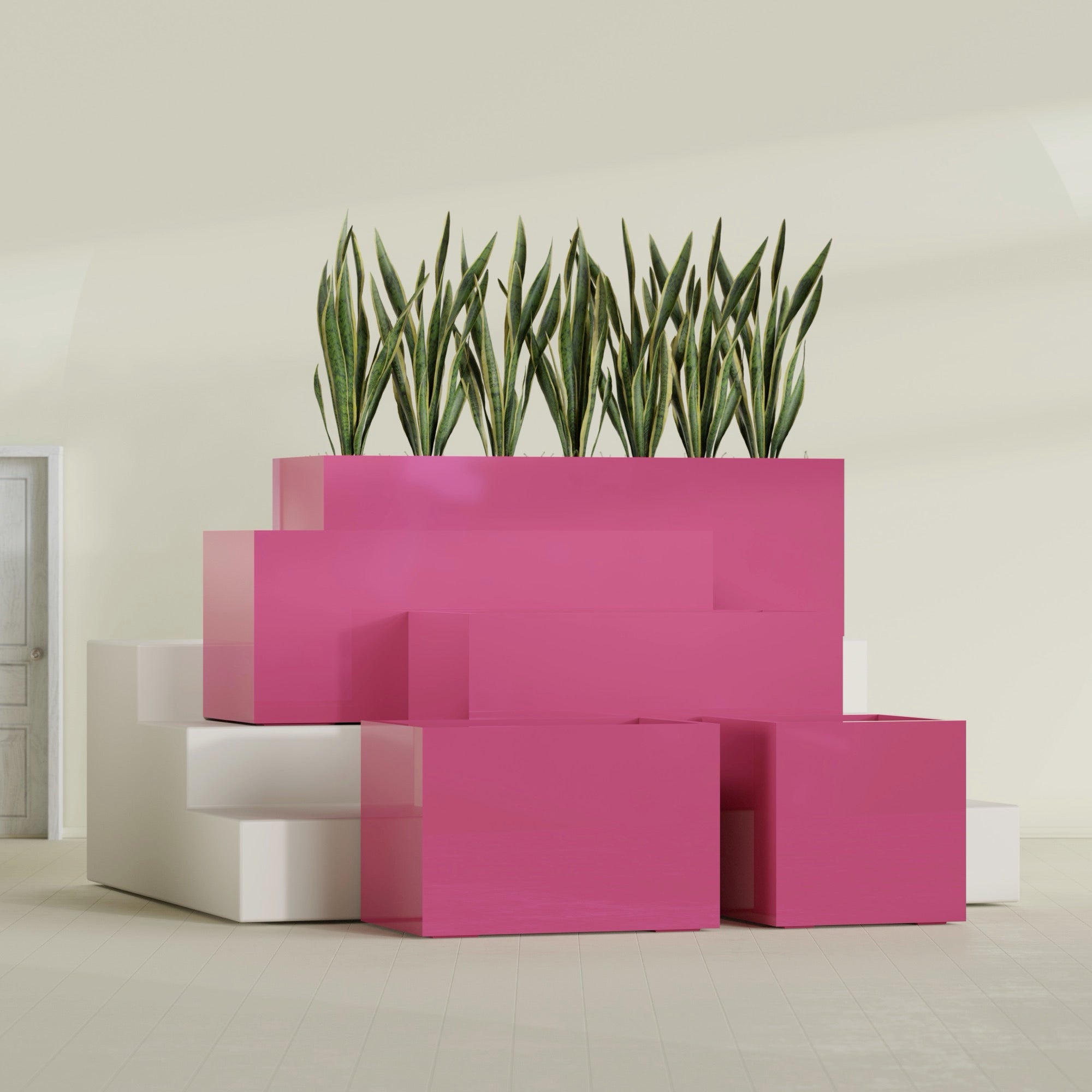 Granada Extra Large Long Rectangle Fiberglass Planter - 48 in x 24 in x 24 in - Gloss Pink Violet - Gloss Pink Violet,48 in x 24 in x 24 in