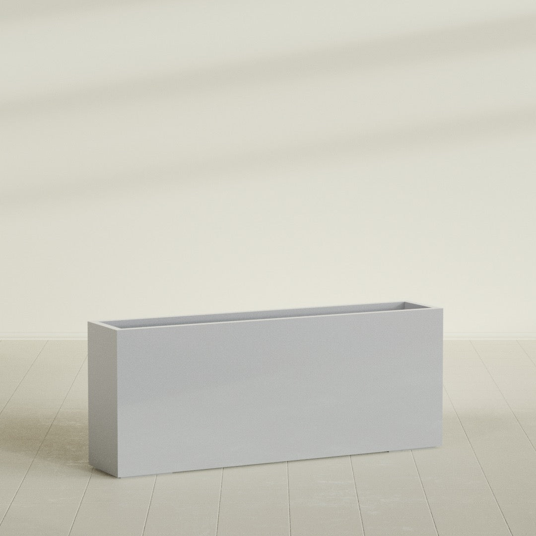 Hollywood Extra Large Narrow Rectangle Fiberglass Planter - 60 in x 12 in x 24 in - Metallic Silver - Metallic Silver,60 in x 12 in x 24 in