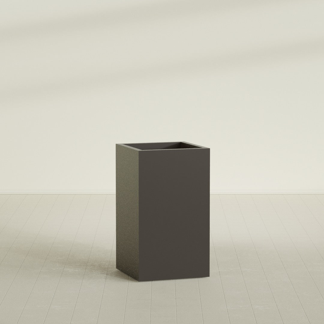 Darwin Large Tall Rectangle Fiberglass Planter - 24 in x 24 in x 42 in - Matte Brown - Matte Brown,24 in x 24 in x 42 in