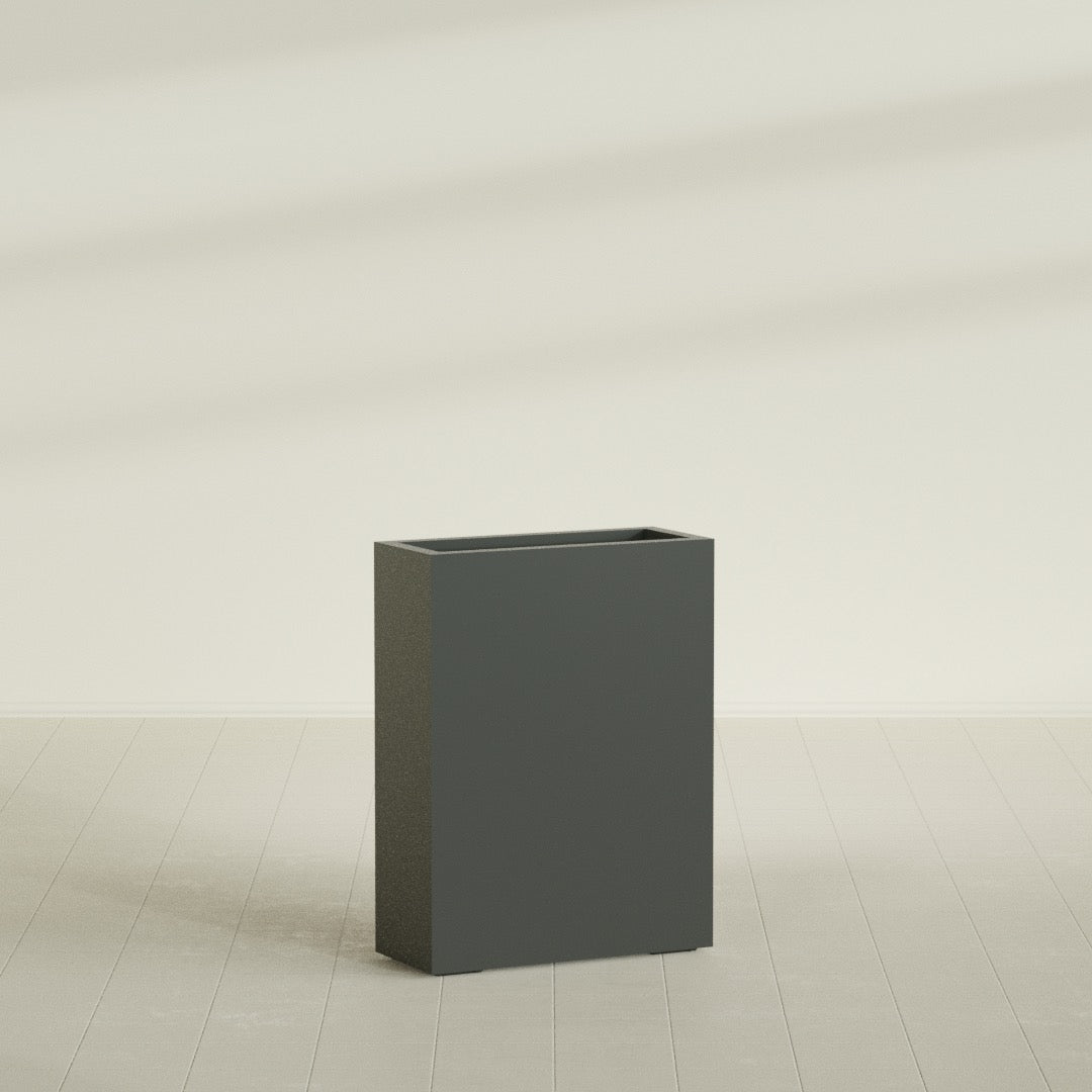 Amesbury Large Narrow Rectangle Fiberglass Planter - 24 in x 10 in x 32 in - Matte Charcoal - Matte Charcoal,24 in x 10 in x 32 in