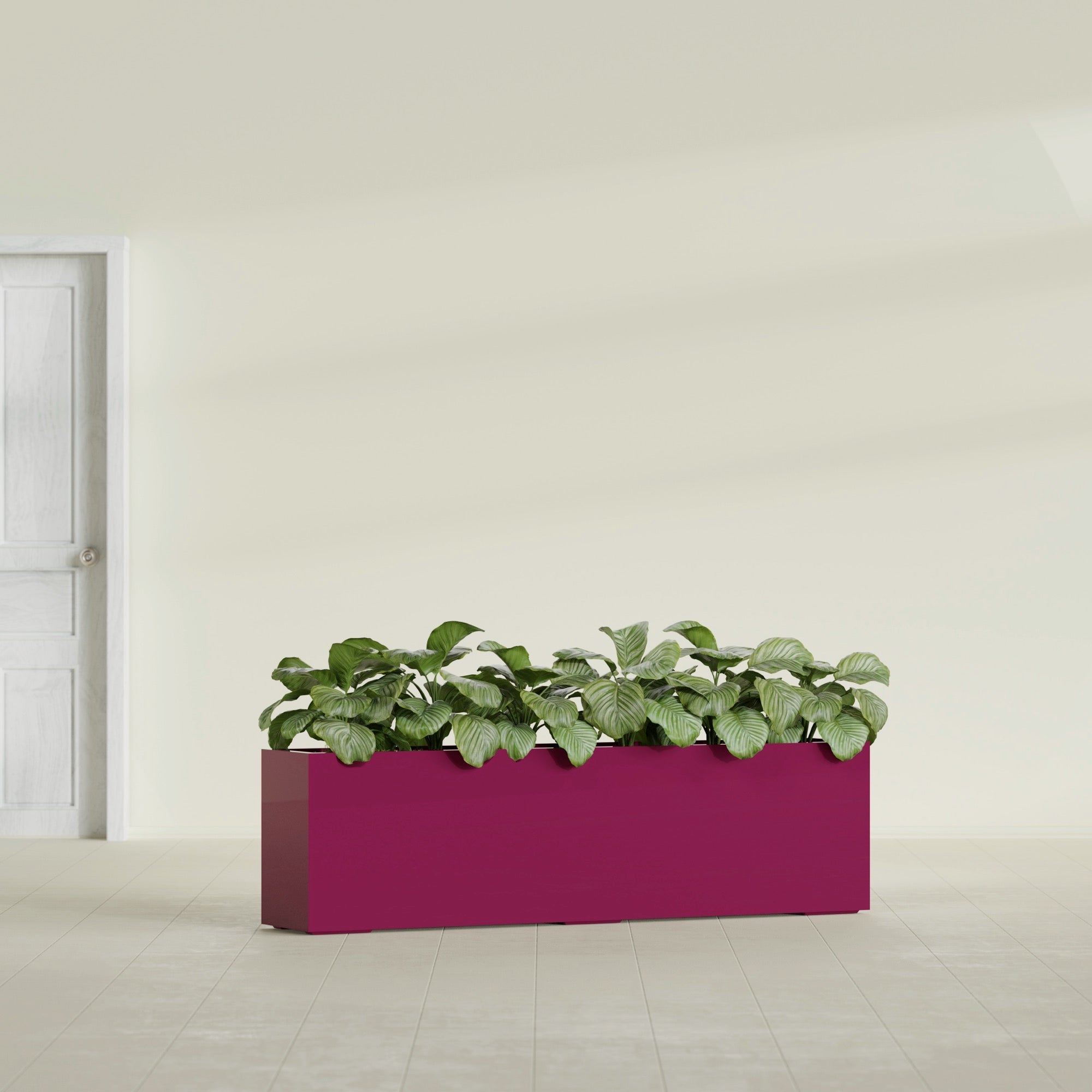 Hudson Extra Large Long Rectangle Fiberglass Planter - 100 in x 18 in x 28 in - Gloss Eggplant - Gloss Eggplant,100 in x 18 in x 28 in