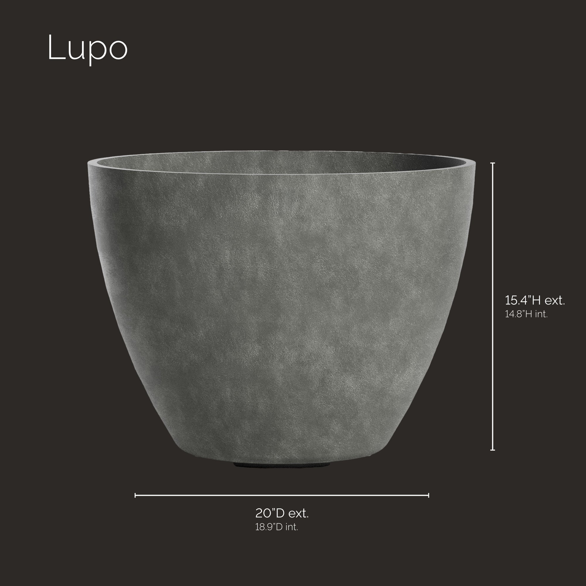 Lupo - 20in x 20in x 15.4 - Grey Stone - Grey Stone,20 in x 20 in x 15.5 in - Grey Stone,20 in x 20 in x 15.5 in - Grey Stone,20 in x 20 in x 15.5 in - Grey Stone,20 in diam. x 15.4 in