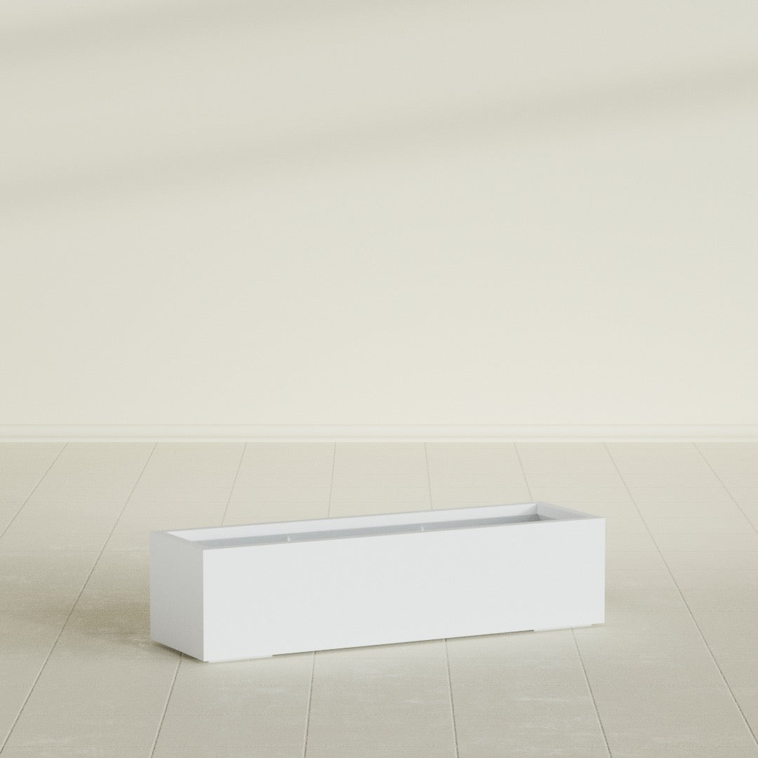 Cuba Large Long Rectangle Fiberglass Planter - 48 in x 14 in x 12 in - Gloss White - Gloss White,48 in x 14 in x 12 in