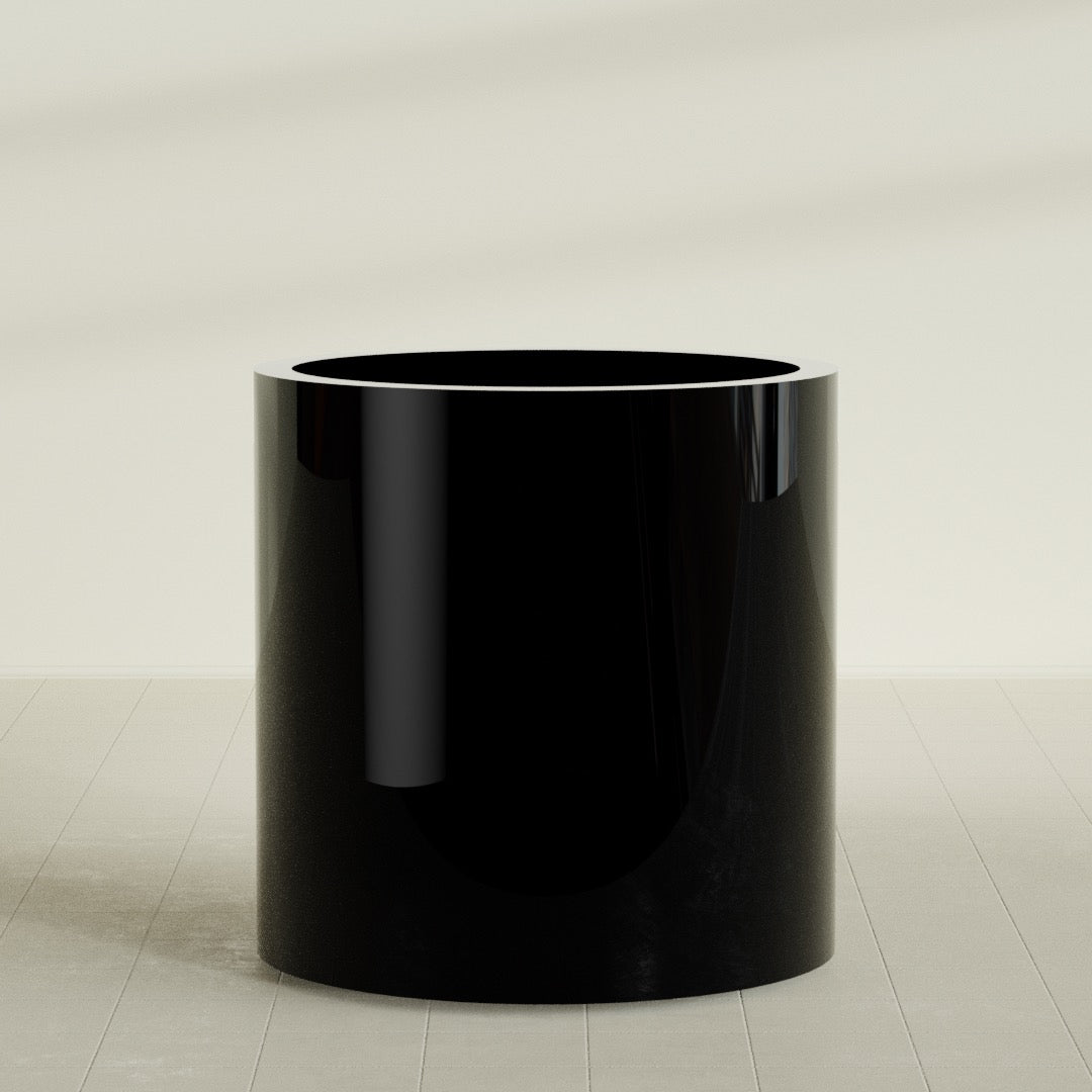 Rio Grande Large Round Fiberglass Planter - 30 in x 30 in x 32 in - Gloss Black - Gloss Black,30 in x 30 in x 32 in