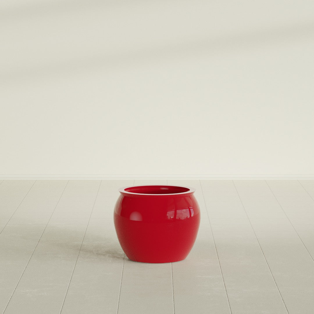 Fishbowl Small Round Fiberglass Planter - 16 in x 16 in x 14 in - Gloss Red - Gloss Red,16 in x 16 in x 14 in