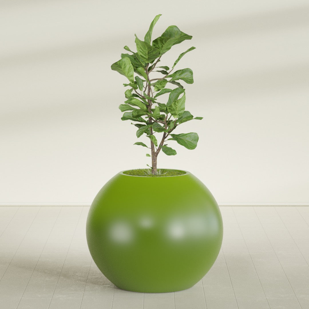 Globe Large Sphere Fiberglass Planter - 36 in x 36 in x 30 in - Satin Green - Satin Green,36 in x 36 in x 30 in
