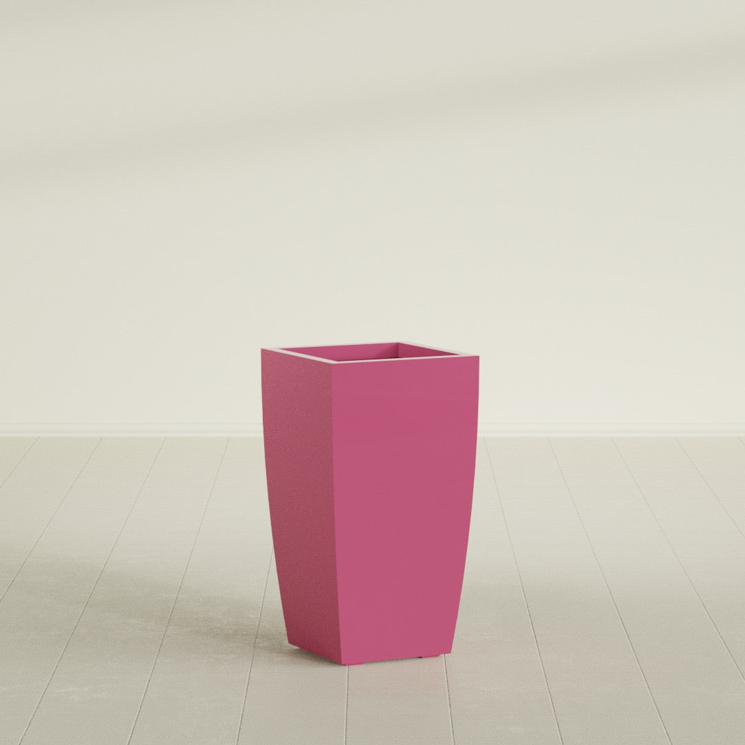 Toulan Large Tall Tapered Square Fiberglass Planter - 16 in x 16 in x 30 in - Gloss Pink Violet - Gloss Pink Violet,16 in x 16 in x 30 in