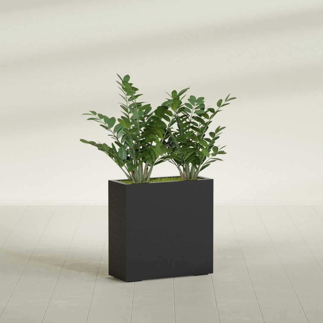 Milano Medium Narrow Rectangle Fiberglass Planter - 24 in x 10 in x 24 in - Matte Black - Matte Black,24 in x 10 in x 24 in
