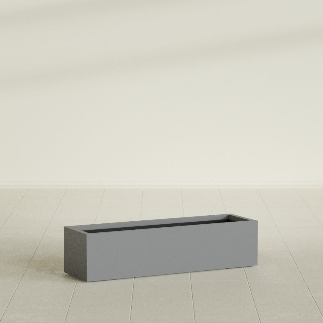 Cuba Large Long Rectangle Fiberglass Planter - 48 in x 14 in x 12 in - Metallic Gunmetal - Metallic Gunmetal,48 in x 14 in x 12 in