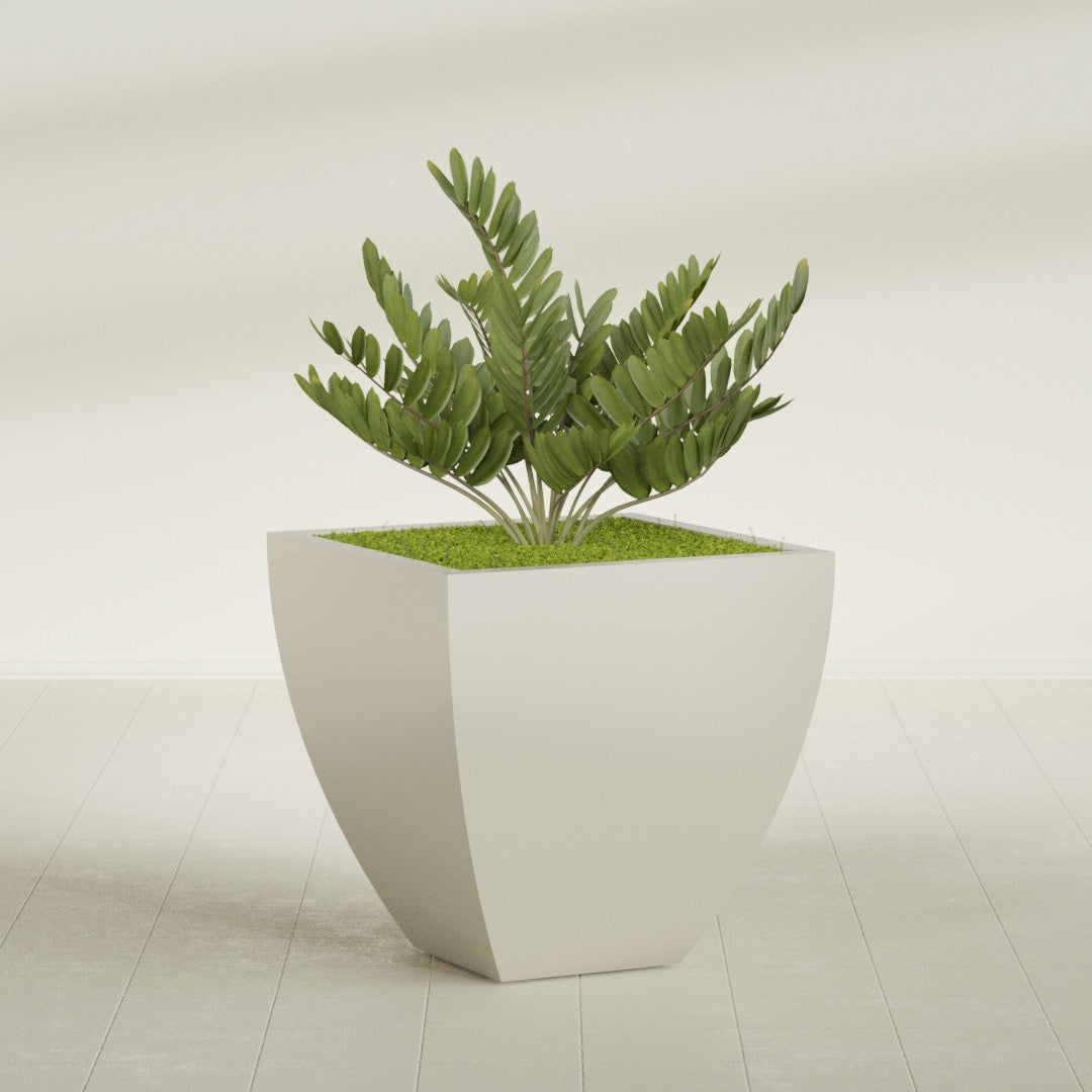Lima Large Tapered Square Fiberglass Planter - 30 in x 30 in x 30 in - Satin Beige - Satin Beige,30 in x 30 in x 30 in