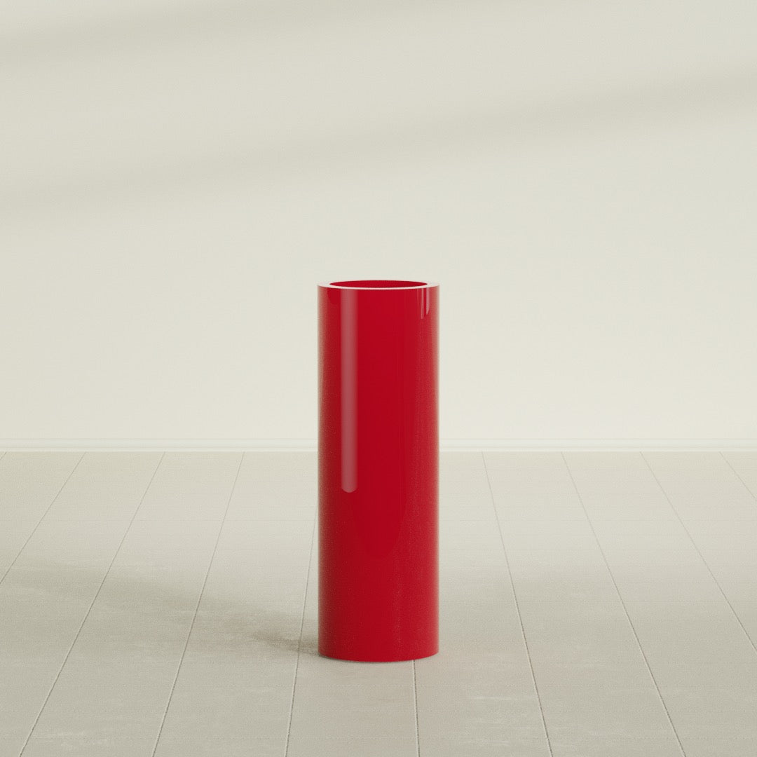 Corry Large Tall Cylinder Fiberglass Planter - 10 in x 10 in x 30 in - Gloss Red - Gloss Red,10 in x 10 in x 30 in