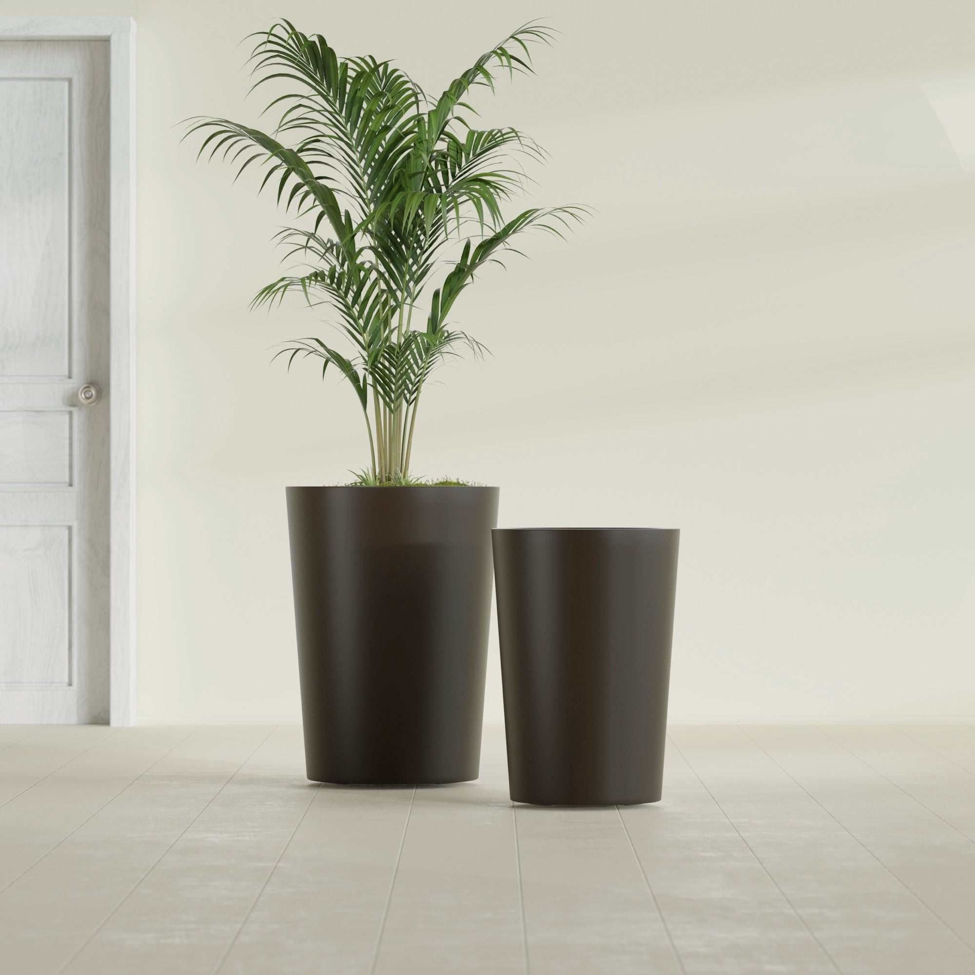 Tegel Large Round Fiberglass Planter - 22 in x 22 in x 30 in - Matte Brown - Matte Brown,22 in x 22 in x 30 in