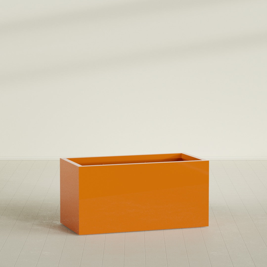 Granada Extra Large Long Rectangle Fiberglass Planter - 48 in x 24 in x 24 in - Gloss Tangerine - Gloss Tangerine,48 in x 24 in x 24 in