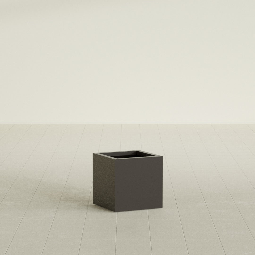 Montroy Small Cube Square Fiberglass Planter - 16 in x 16 in x 16 in - Matte Brown - Matte Brown,16 in x 16 in x 16 in