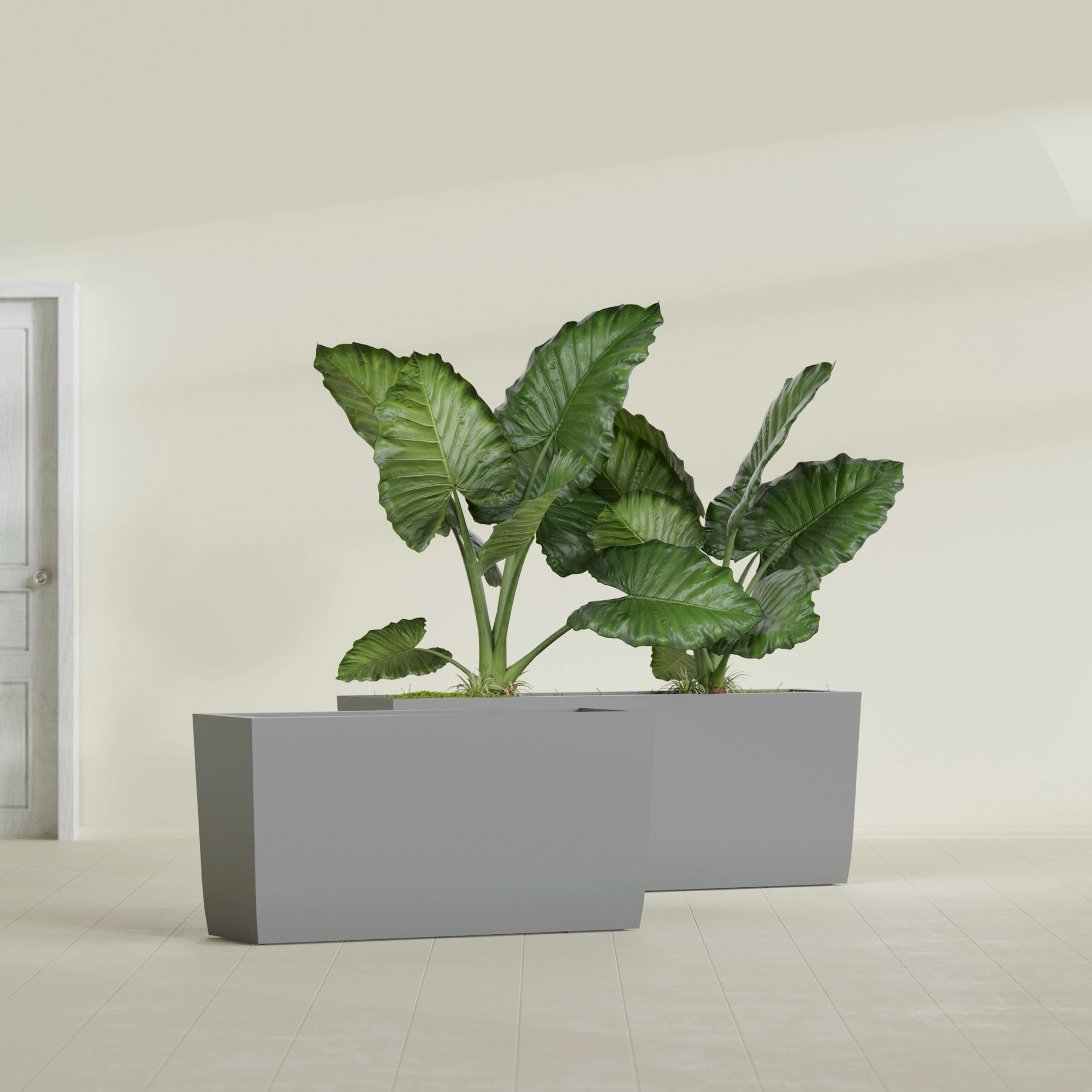 Panama Large Long Rectangle Fiberglass Planter - 36 in x 12 in x 18 in - Metallic Gunmetal - Metallic Gunmetal,36 in x 12 in x 18 in