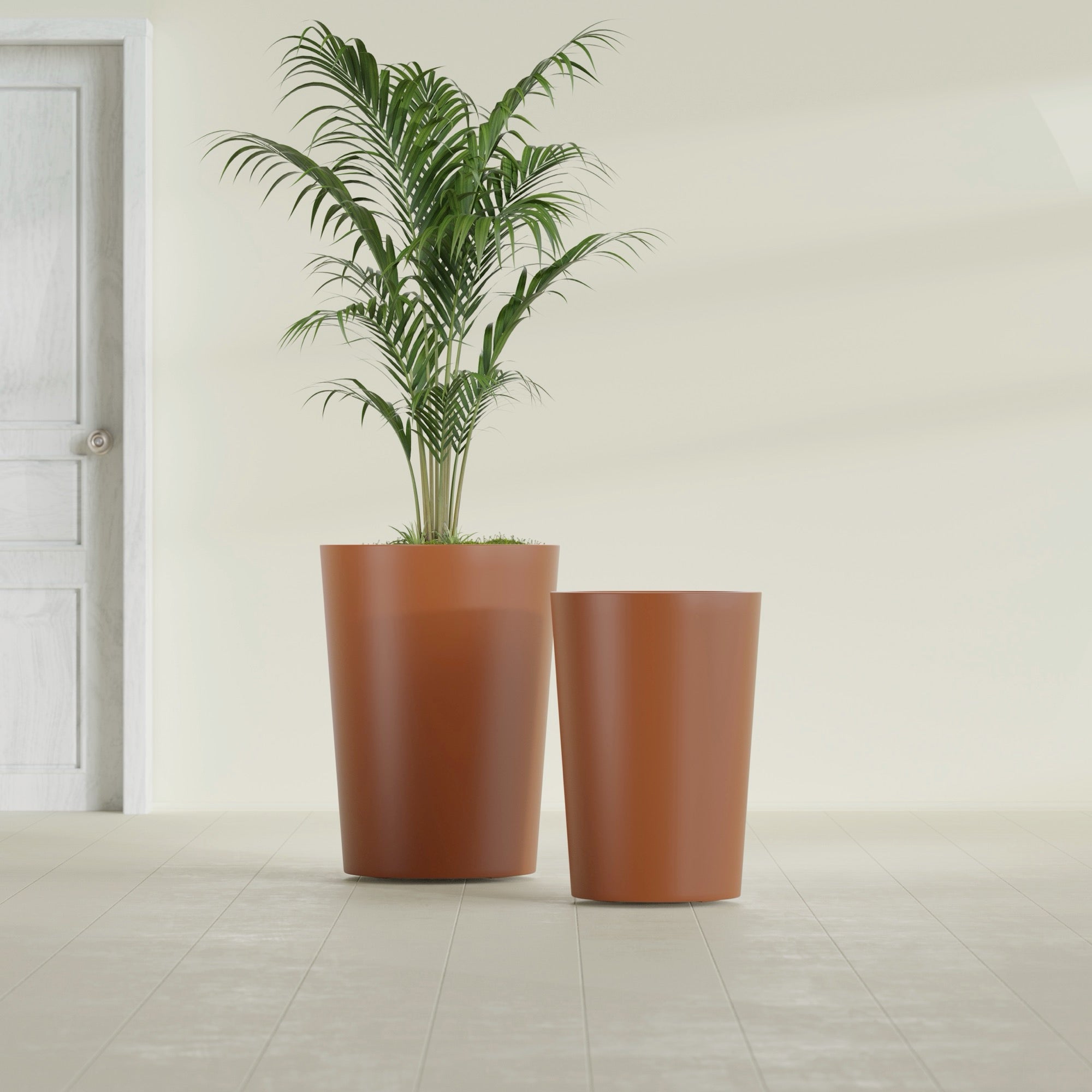 Tegel Large Round Fiberglass Planter - 22 in x 22 in x 30 in - Matte Terracotta - Matte Terracotta,22 in x 22 in x 30 in