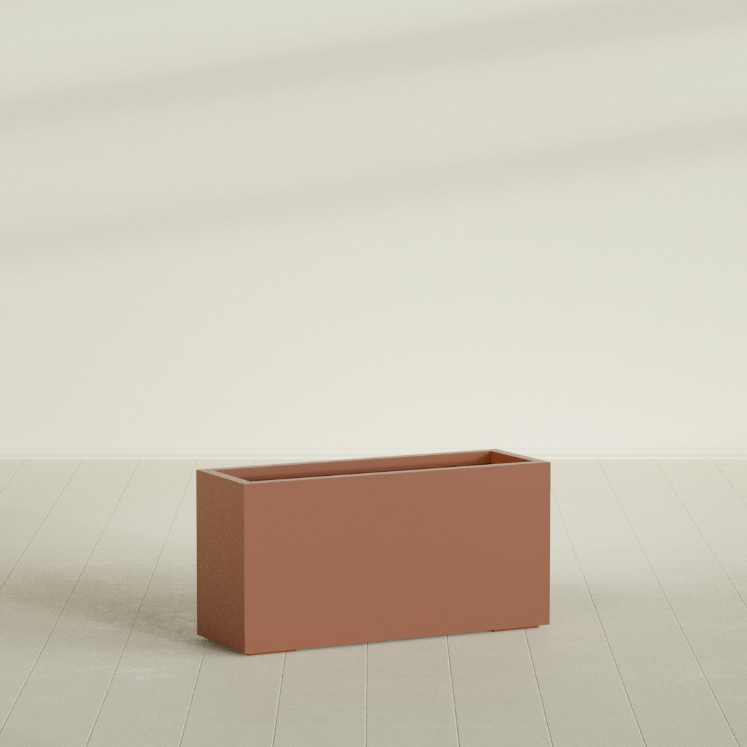 Miami Large Narrow Rectangle Fiberglass Planter - 36 in x 12 in x 18 in - Matte Terracotta - Matte Terracotta,36 in x 12 in x 18 in