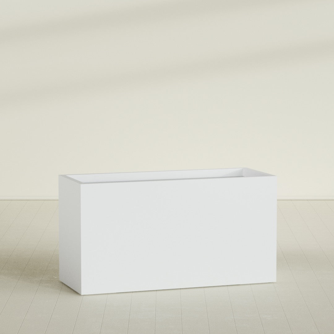 Brisbane Extra Large Long Rectangle Fiberglass Planter - 60 in x 24 in x 32 in - Gloss White - Gloss White,60 in x 24 in x 32 in