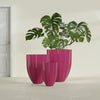 Alicante Small Round Fiberglass Planter - 15 in x 15 in x 21 in - Gloss Pink Violet - Gloss Pink Violet,15 in x 15 in x 21 in