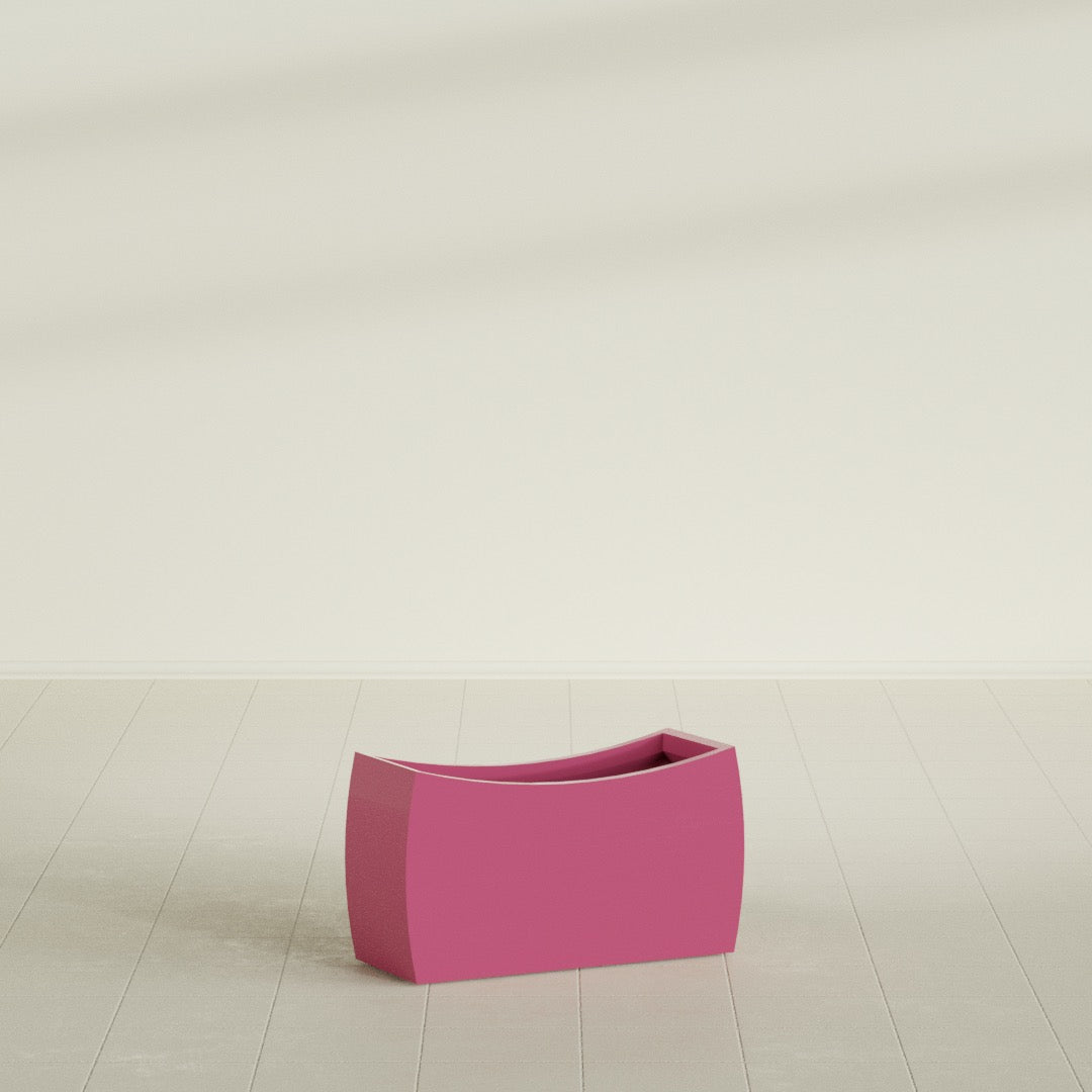 Seoul Large Curved Abstract Fiberglass Planter - 32 in x 12 in x 18 in - Gloss Pink Violet - Gloss Pink Violet,32 in x 12 in x 18 in