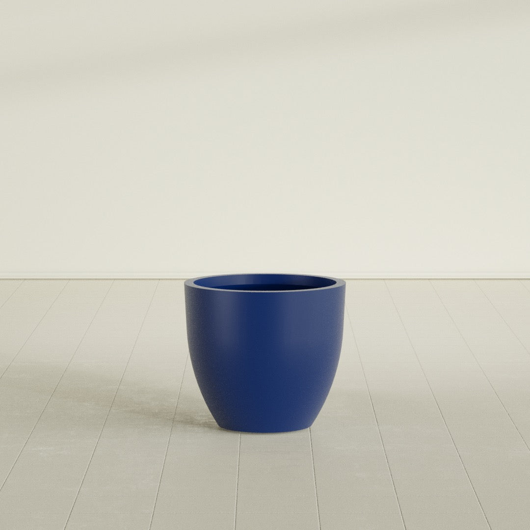 Wannsee Medium Round Fiberglass Planter - 27 in x 27 in x 24 in - Matte Cobalt Blue - Matte Cobalt Blue,27 in x 27 in x 24 in