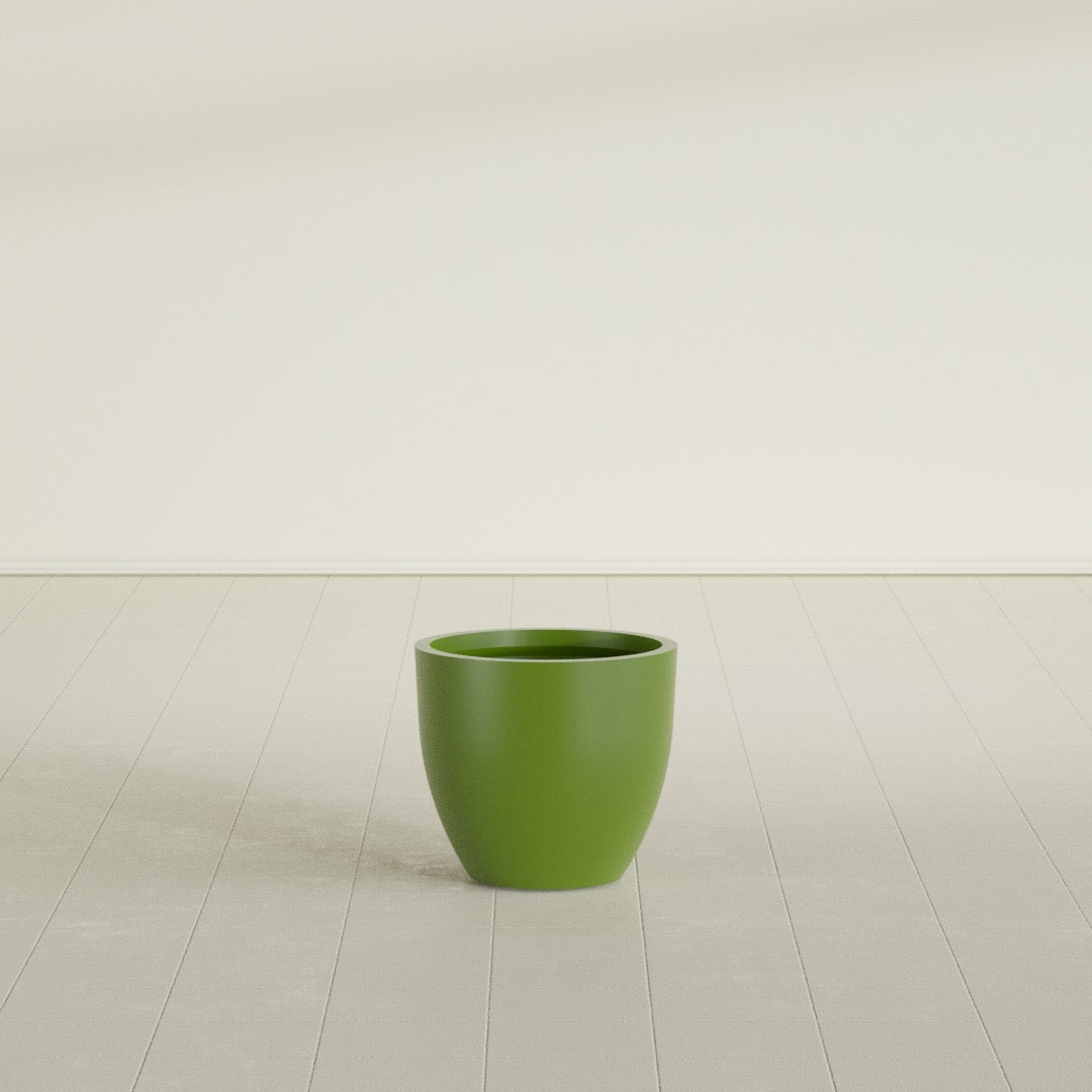 Wannsee Medium Round Fiberglass Planter - 22 in x 22 in x 19 in - Satin Green - Satin Green,22 in x 22 in x 19 in