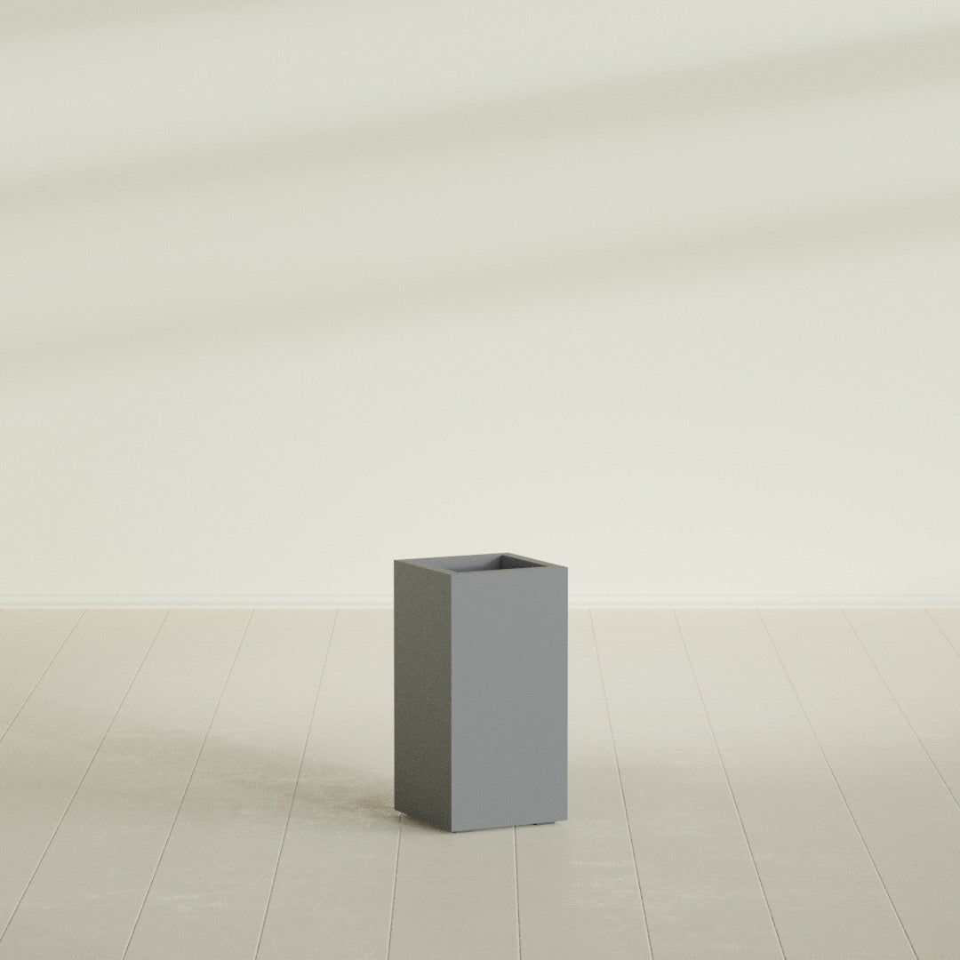 Hollywood Medium Rectangle Fiberglass Planter - 12 in x 12 in x 24 in - Metallic Gunmetal - Metallic Gunmetal,12 in x 12 in x 24 in