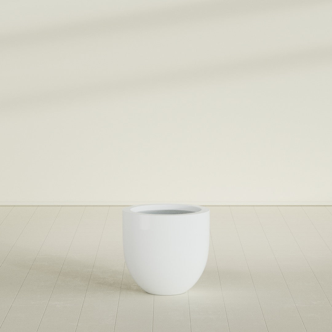 Alzira Medium Round Fiberglass Planter - 23 in x 23 in x 22 in - Matte White - Matte White,23 in x 23 in x 22 in