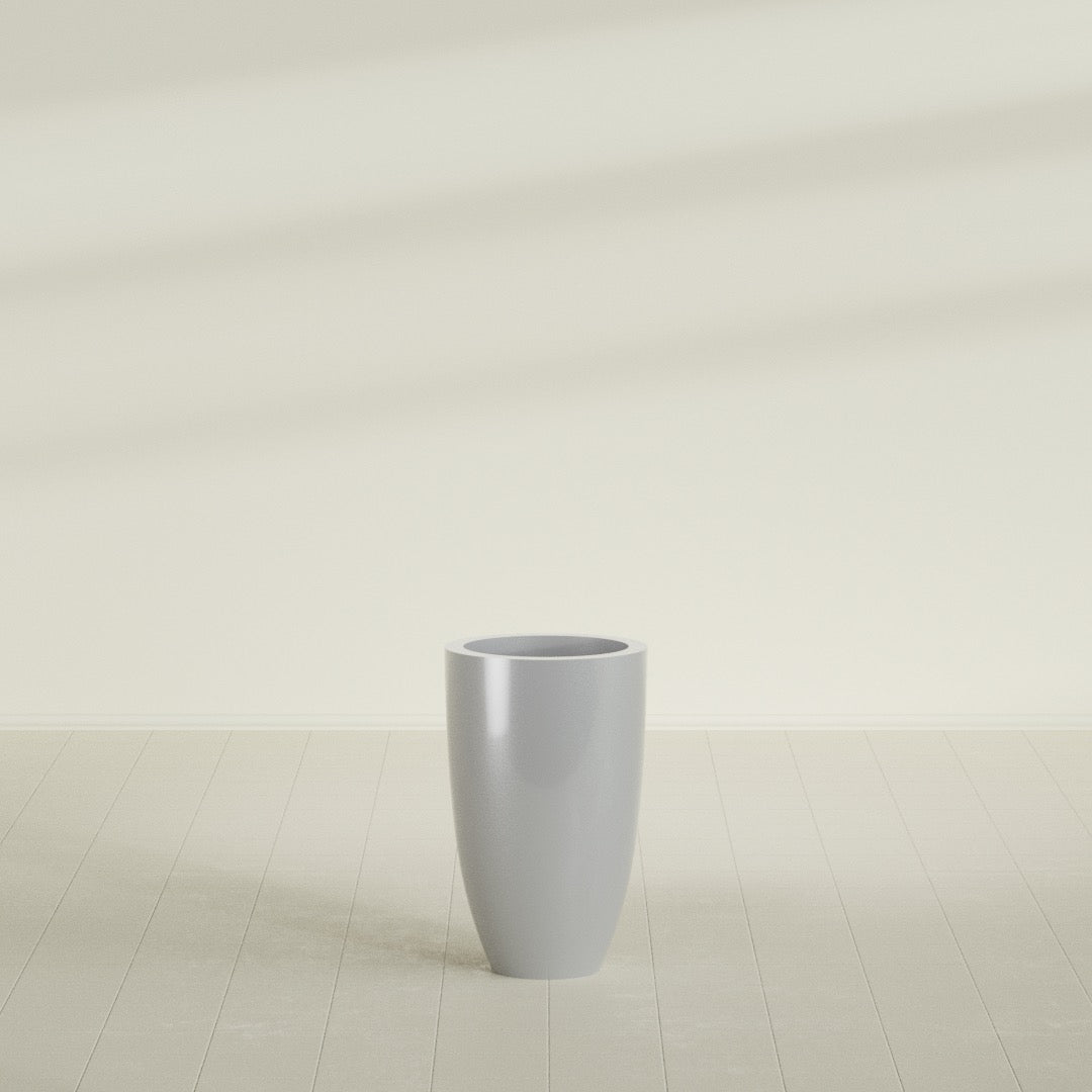 Brannan Medium Round Fiberglass Planter - 18 in x 18 in x 29 in - Metallic Silver - Metallic Silver,18 in x 18 in x 29 in