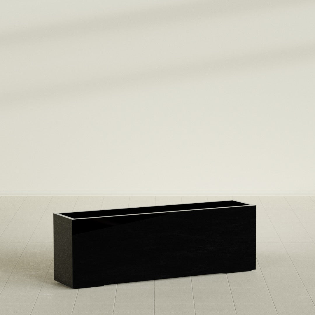 Tolga Extra Large Long Rectangle Fiberglass Planter - 72 in x 16 in x 24 in - Gloss Black - Gloss Black,72 in x 16 in x 24 in