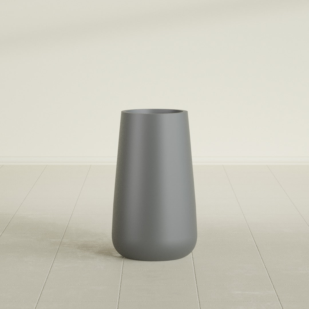 Saigon Large Tapered Round Planter - 14 in x 14 in x 30 in - Metallic Gunmetal - Metallic Gunmetal,13.7 in x 13.7 in 30 in