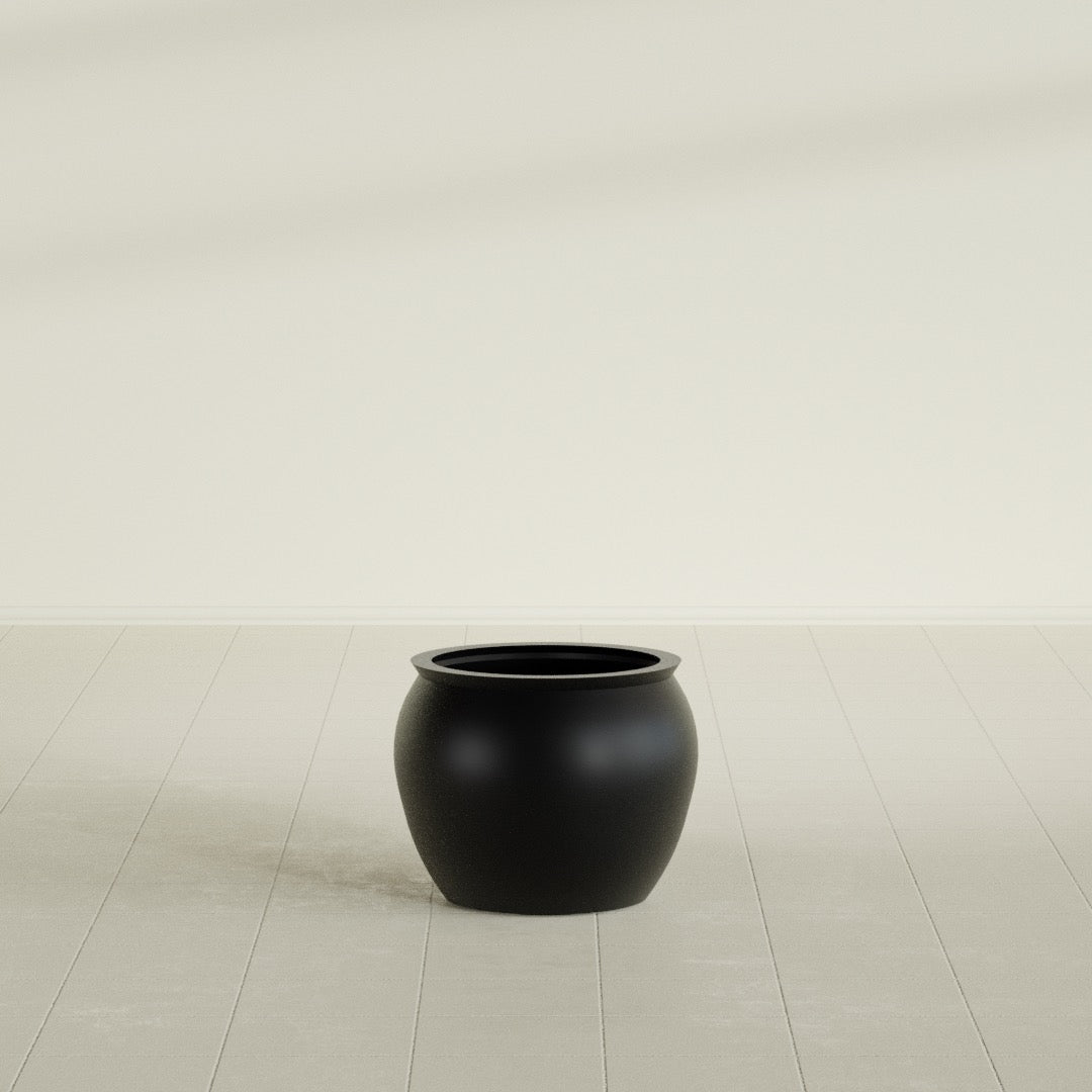 Fishbowl Small Round Fiberglass Planter - 16 in x 16 in x 14 in - Matte Black - Matte Black,16 in x 16 in x 14 in