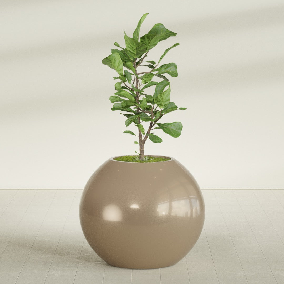 Globe Large Sphere Fiberglass Planter - 36 in x 36 in x 30 in - Metallic Gold - Metallic Gold,36 in x 36 in x 30 in