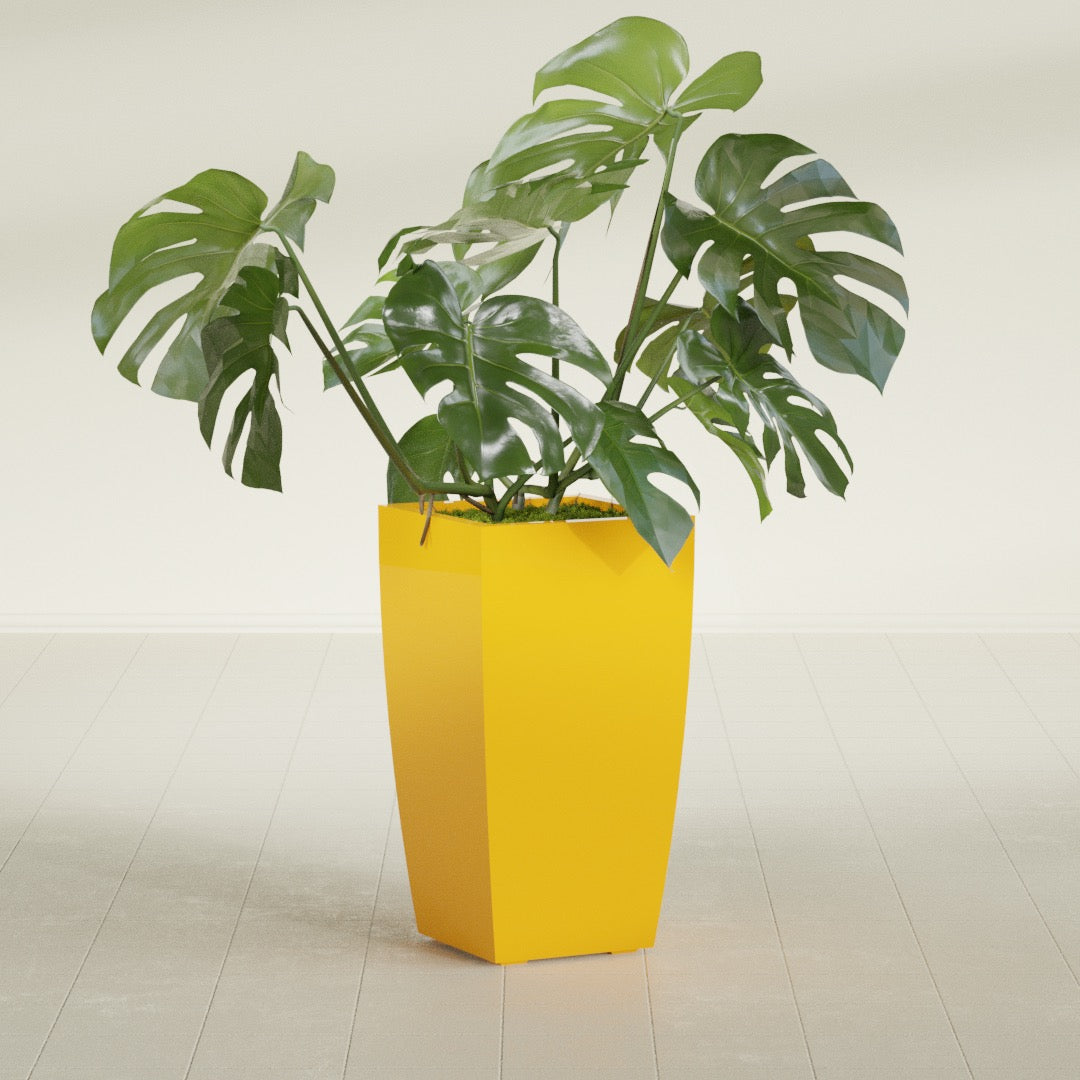 Toulan Large Tall Tapered Square Fiberglass Planter - 16 in x 16 in x 30 in - Gloss Saffron - Gloss Saffron,16 in x 16 in x 30 in