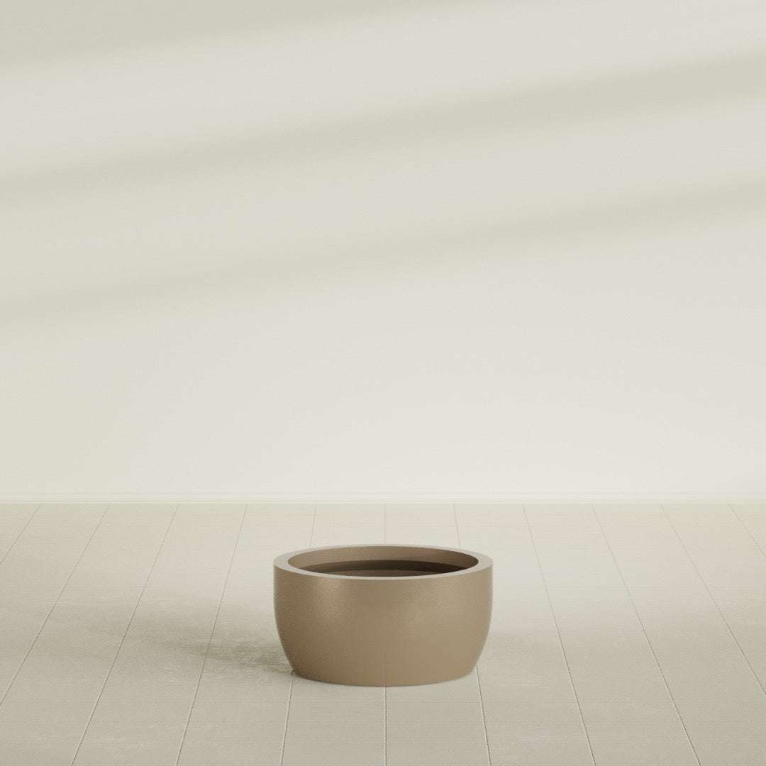 Casablanca Medium Round Low Bowl Fiberglass Planter - 24 in x 24 in x 12 in - Metallic Gold - Metallic Gold,24 in x 24 in x 12 in