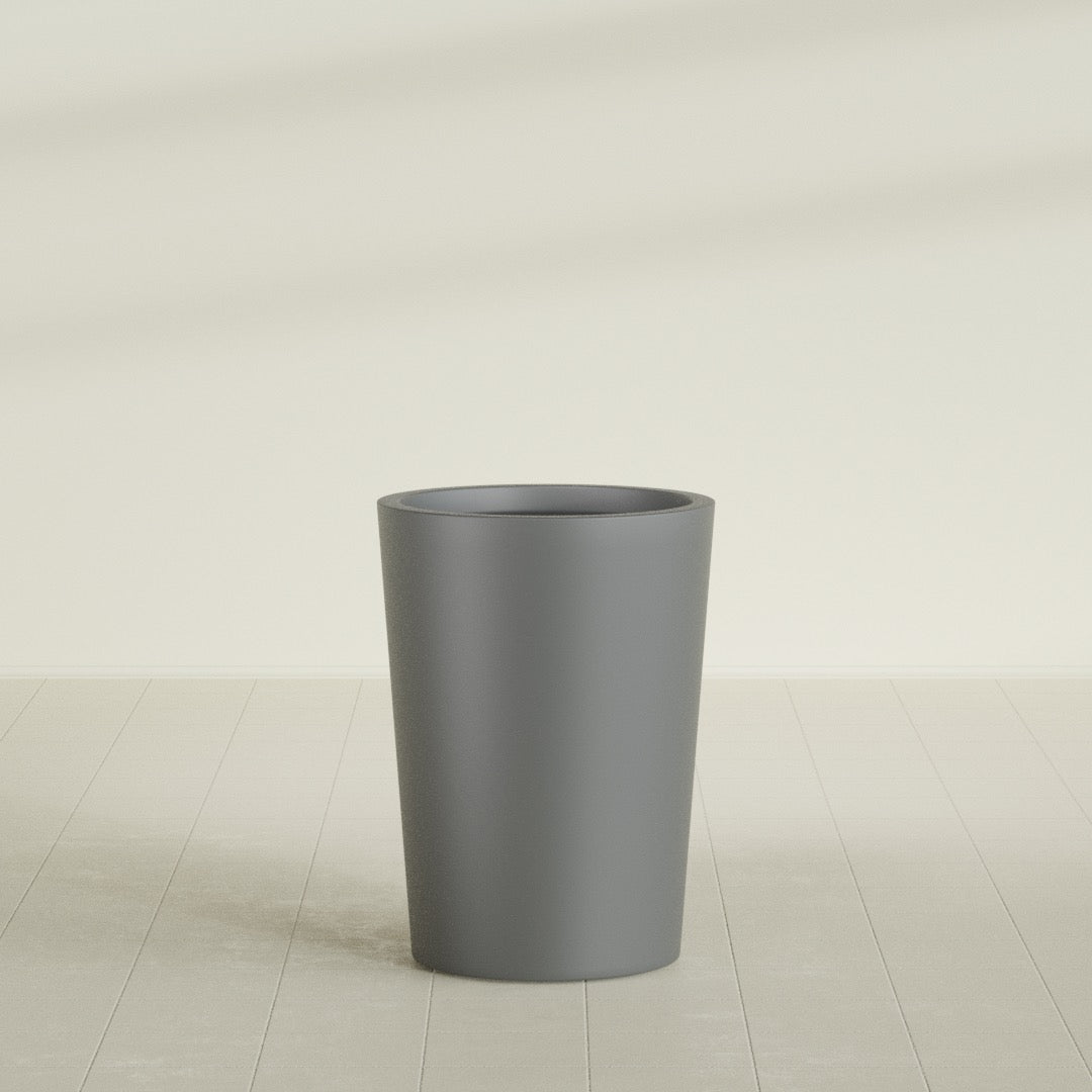 Tegel Large Round Fiberglass Planter - 22 in x 22 in x 30 in - Metallic Gunmetal - Metallic Gunmetal,22 in x 22 in x 30 in