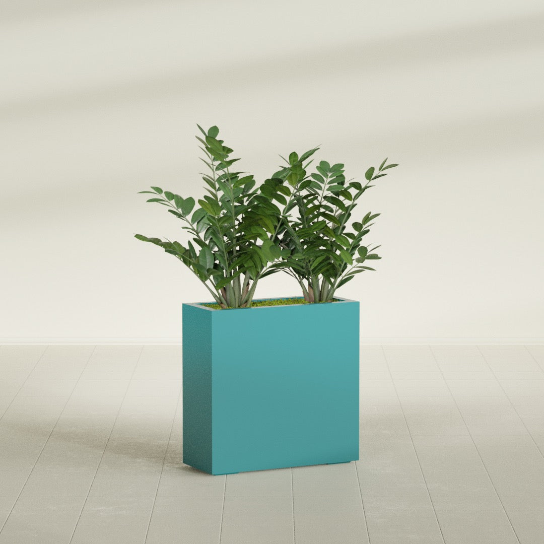 Milano Medium Narrow Rectangle Fiberglass Planter - 24 in x 10 in x 24 in - Satin Sea Foam - Satin Sea Foam,24 in x 10 in x 24 in