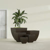 Lima Small Tapered Square Fiberglass Planter - 16 in x 16 in x 16 in - Matte Brown - Matte Brown,16 in x 16 in x 16 in