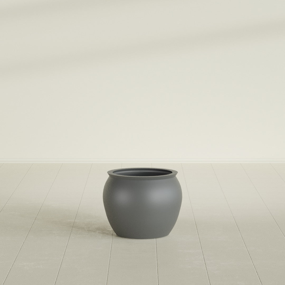 Fishbowl Small Round Fiberglass Planter - 16 in x 16 in x 14 in - Metallic Gunmetal - Metallic Gunmetal,16 in x 16 in x 14 in