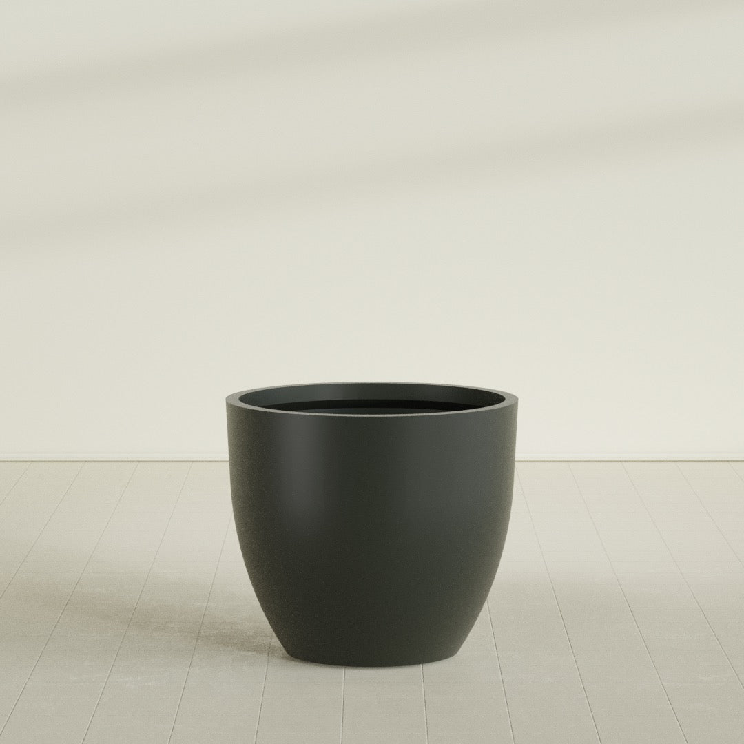 Wannsee Large Round Fiberglass Planter - 44 in x 44 in x 39 in - Matte Charcoal - Matte Charcoal,44 in x 44 in x 39 in