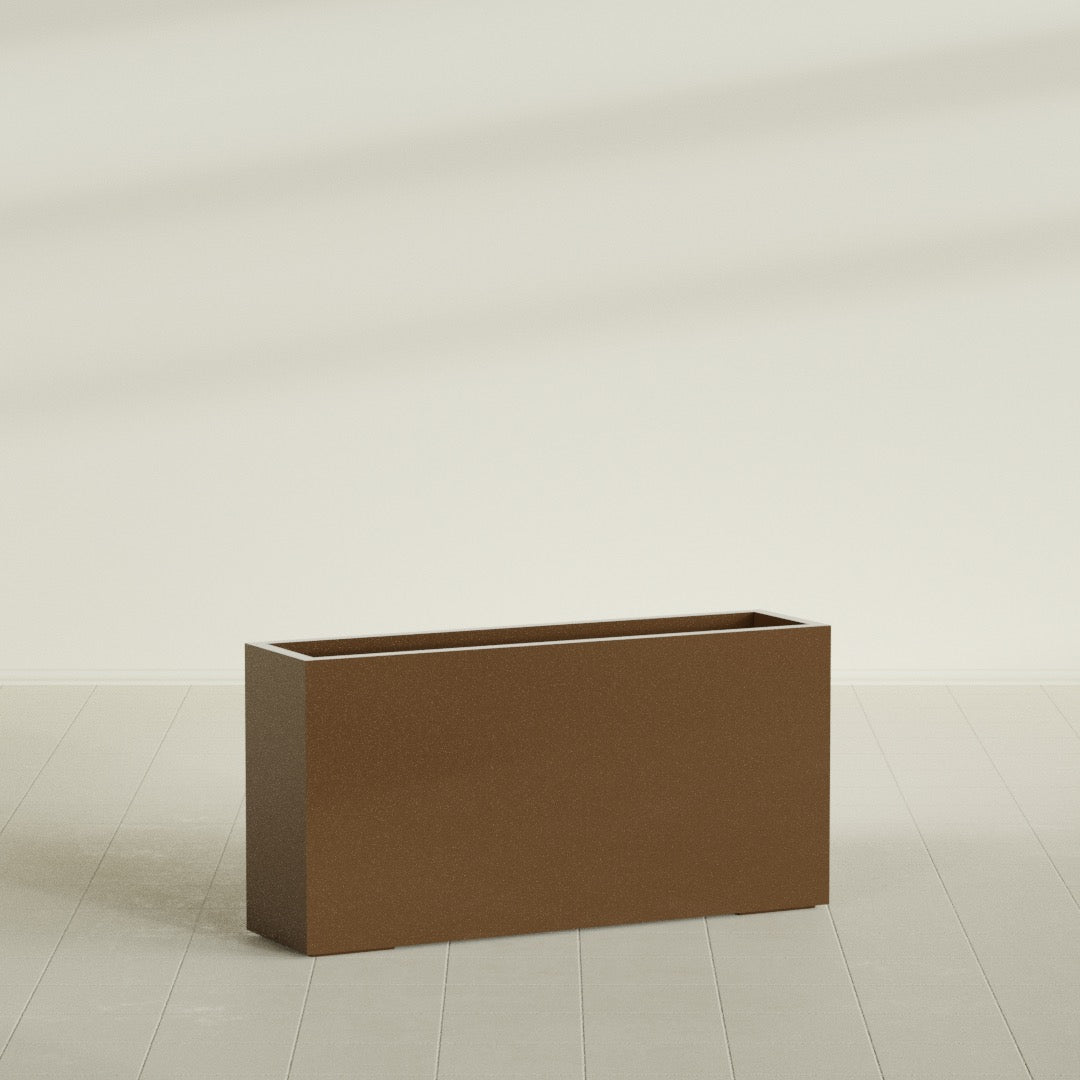Hollywood Extra Large Narrow Rectangle Fiberglass Planter - 48 in x 12 in x 24 in - Metallic Bronze - Metallic Bronze,48 in x 12 in x 24 in