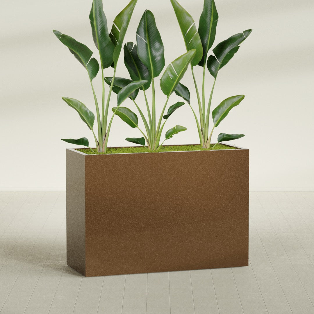 Darwin Extra Large Long Rectangle Fiberglass Planter - 60 in x 24 in x 42 in - Metallic Bronze - Metallic Bronze,60 in x 24 in x 42 in
