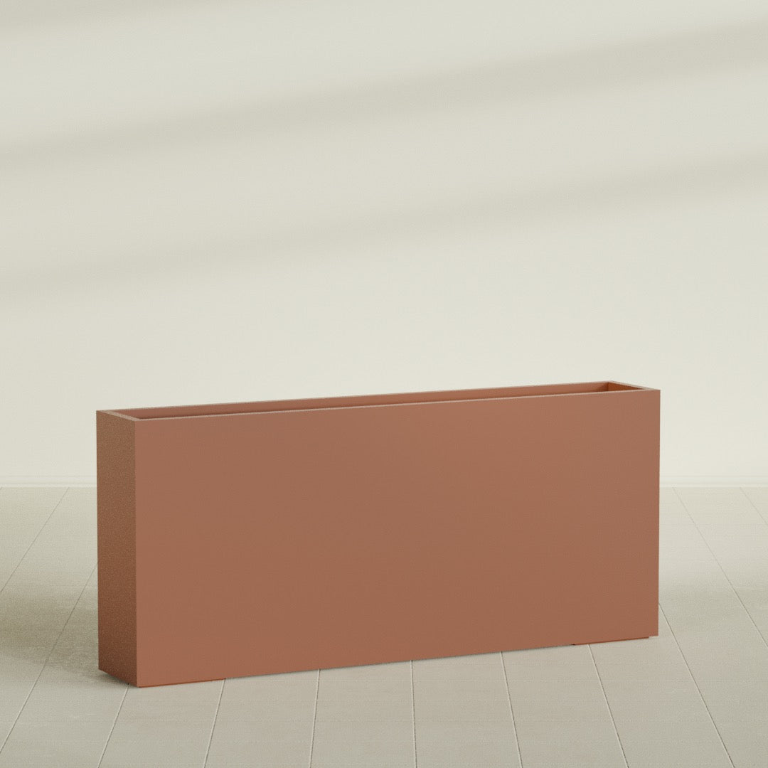 Delray Extra Large Long Rectangle Fiberglass Planter - 72 in x 12 in x 32 in - Matte Terracotta - Matte Terracotta,72 in x 12 in x 32 in